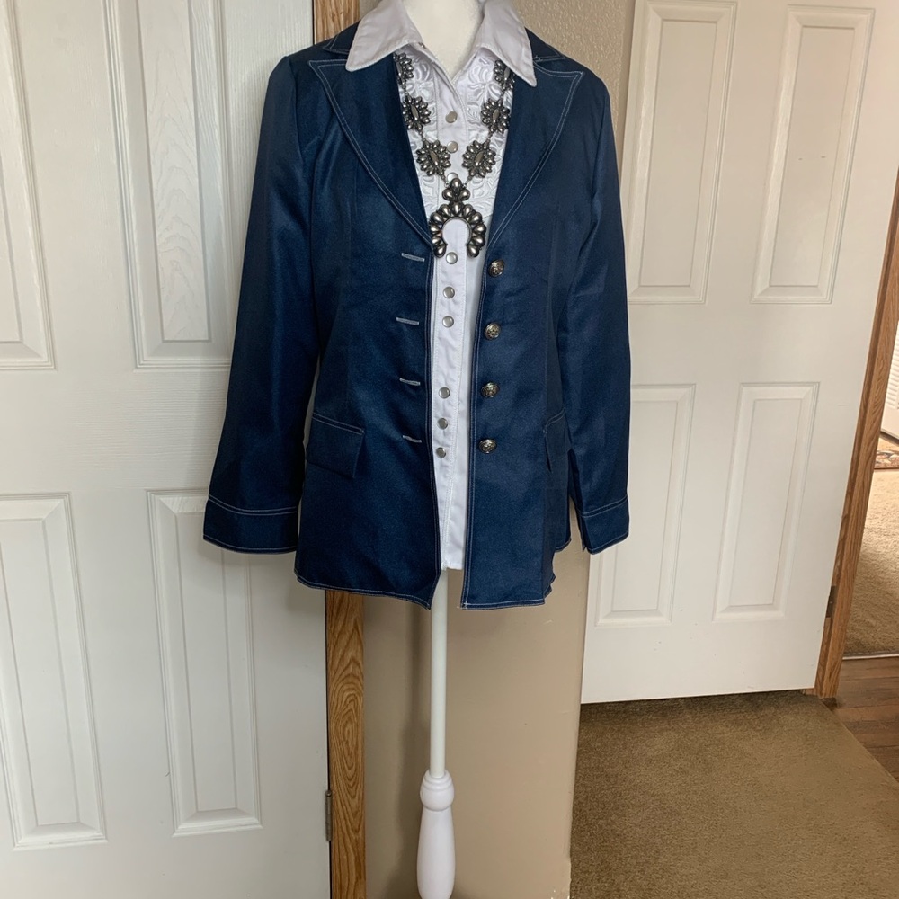 NAVY BLUE Lightweight Lapel Collar Button Up Blazer Size X-Large